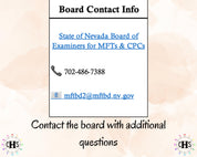 Nevada MFT, Clinical Hours Tracker, Supervision Log for Marriage and Family Therapist Intern - Therapy Graduation Gift