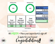 West Virginia LICSW, Clinical Hours Tracker, Supervision Log for Master Social Worker - MSW Student or MSW Graduation Gift