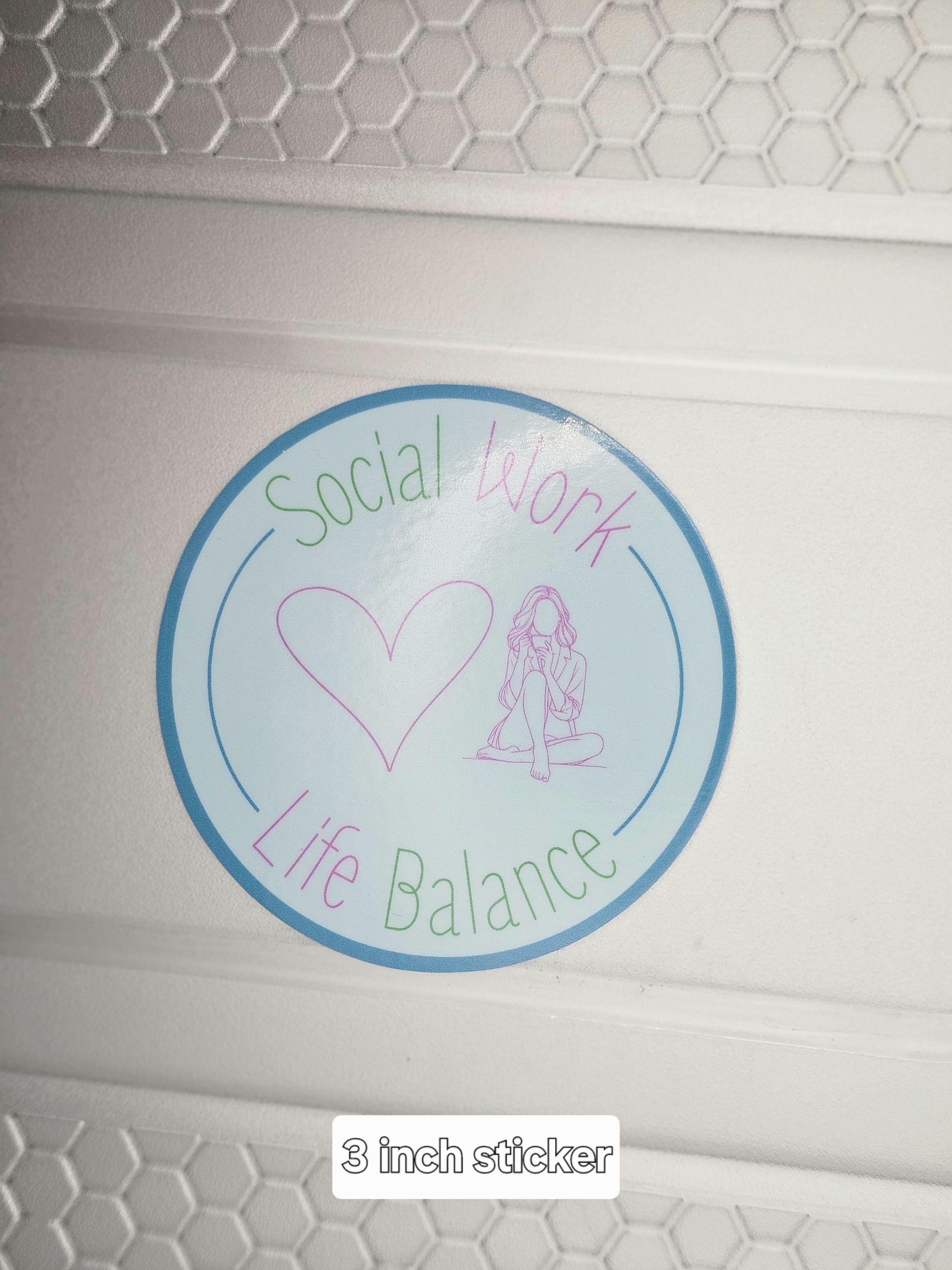 Social Work Life Balance Caffeine Addict Sticker for Social Worker, Self Care Mindfulness Sticker, Mental Health Matter, MSW Graduation Gift