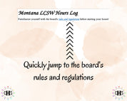 Montana, LCSW Hours Tracker, Clinical Supervision Log for Master Social Worker - MSW Student or MSW Graduation Gift