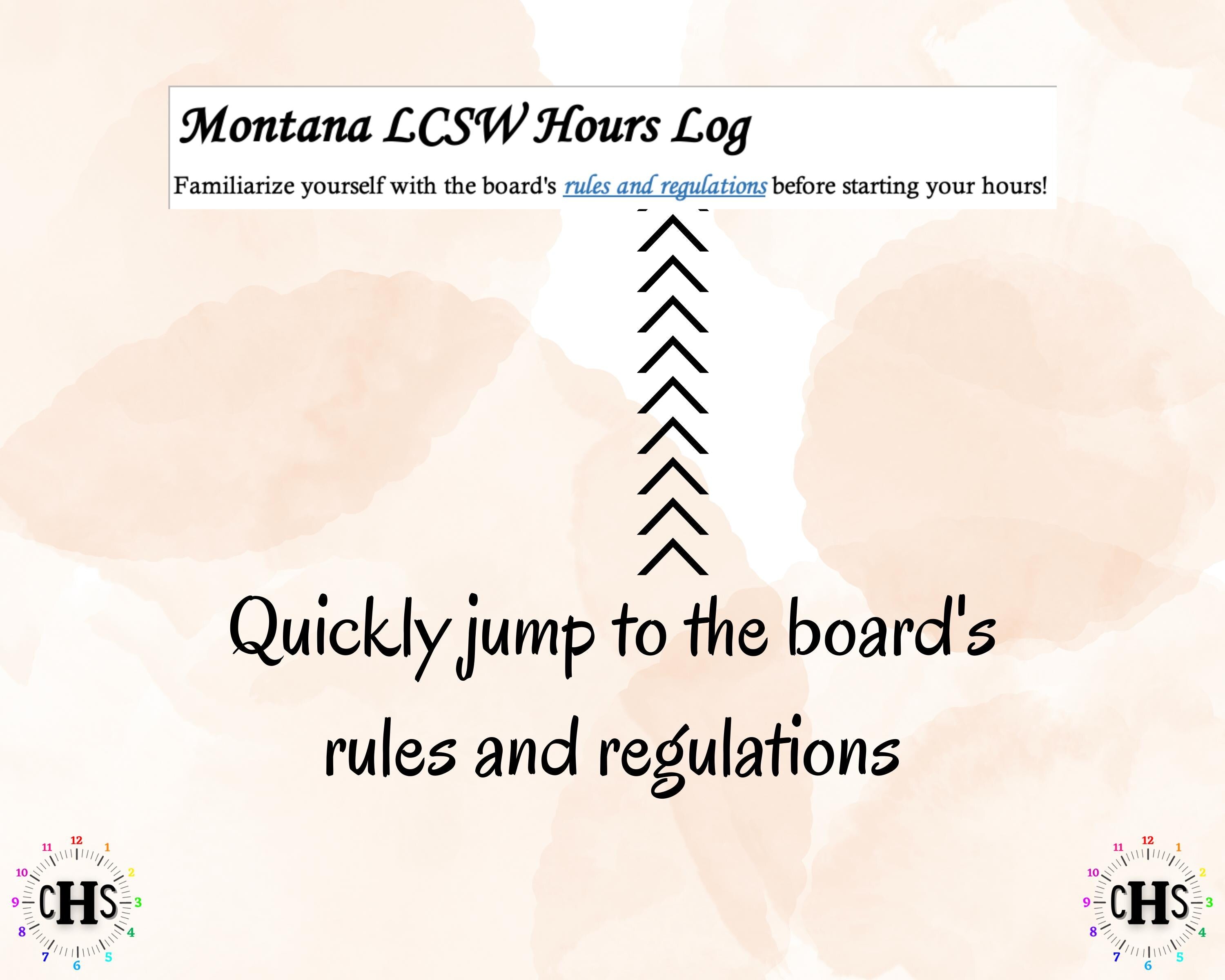 Montana, LCSW Hours Tracker, Clinical Supervision Log for Master Social Worker - MSW Student or MSW Graduation Gift