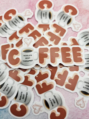 Therapist Sticker for Coffee Addict, Vinyl Sticker Design for Mental Health Office Decor, Therapy Student or Graduation Gift