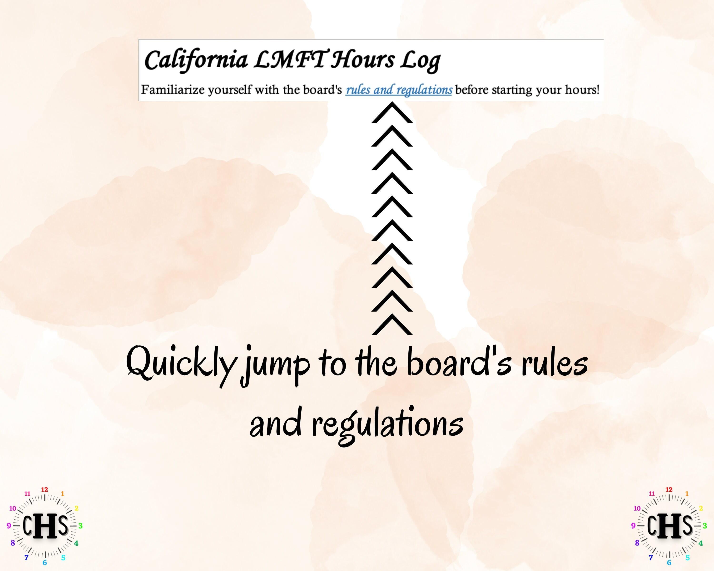 California LMFT, Clinical Hours Tracker, Supervision Log for Registered Associate Marriage and Family Therapist - Therapy Graduation Gift