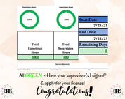 Hawaii LMHC, Clinical Hours Tracker, Supervision Log for Associate Licensed Counselor - Counseling Graduation Gift