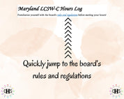 Maryland LCSW-C, Clinical Hours Tracker, Supervision Log for Master Social Worker - MSW Student or MSW Graduation Gift