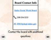 Idaho, LCSW Hours Tracker, Clinical Supervision Form for Master Social Worker - MSW Student or MSW Graduation Gift