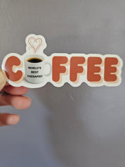 Therapist Sticker for Coffee Addict, Vinyl Sticker Design for Mental Health Office Decor, Therapy Student or Graduation Gift