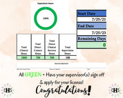 Wyoming LMFT, Clinical Hours Tracker, Supervision Log for Provisional Licensed Marriage and Family Therapist - Therapy Graduation Gift