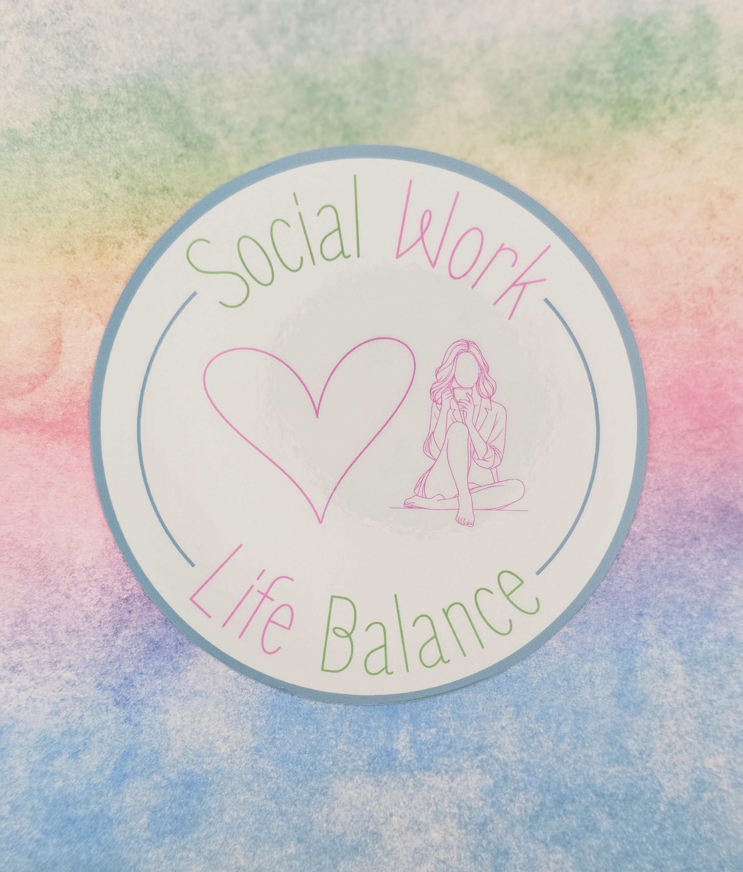 Social Work Life Balance Caffeine Addict Sticker for Social Worker, Self Care Mindfulness Sticker, Mental Health Matter, MSW Graduation Gift
