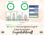 Iowa LMFT, Clinical Hours Tracker, Supervision Log for Temporary Licensed Marriage and Family Therapist - Therapy Graduation Gift