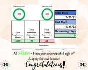 Maine, LCSW Hours Tracker, Clinical Supervision Form for Master Social Worker - MSW Student or MSW Graduation Gift
