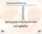 Wyoming, LCSW Hours Tracker, Clinical Supervision Log for Master Social Worker - MSW Student or MSW Graduation Gift
