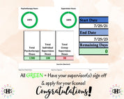 Florida, LCSW Hours Tracker, Clinical Supervision Form for Master Social Worker - MSW Student or MSW Graduation Gift