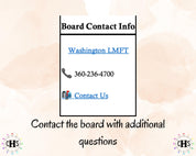 Washington LMFT, Clinical Hours Tracker, Supervision Log for Licensed Marriage and Family Therapy Associate - Therapist Graduation Gift