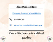 Delaware LPCMH, Clinical Hours Tracker, Supervision Log for Licensed Associate Counselor of Mental Health - Counseling Graduation Gift
