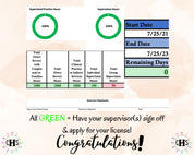 Vermont LMFT, Clinical Hours Tracker, Supervision Log for Provisional Licensed Marriage and Family Therapist - Therapy Graduation Gift