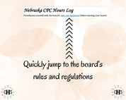 Nebraska CPC, Clinical Hours Tracker, Supervision Log for Provisional Certified Professional Counselor - Therapy Graduation Gift