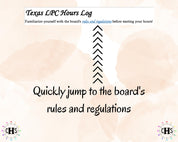Texas LPC, Clinical Hours Tracker, Supervision Log for Licensed Professional Counselor Intern - Counseling Graduation Gift