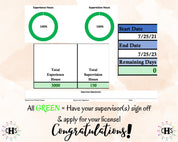 Ohio LISW, Clinical Hours Tracker, Supervision Log for Master Social Worker - MSW Student or MSW Graduation Gift