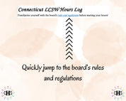 Connecticut, LCSW Hours Tracker, Clinical Supervision Form for Master Social Worker - MSW Student or MSW Graduation Gift