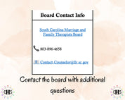South Carolina LMFT, Clinical Hours Tracker, Supervision Log for Licensed Marriage and Family Therapist Associate - Therapy Graduation Gift