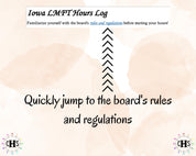 Iowa LMFT, Clinical Hours Tracker, Supervision Log for Temporary Licensed Marriage and Family Therapist - Therapy Graduation Gift