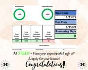 Colorado, LCSW Hours Tracker, Clinical Supervision Form for Master Social Worker - MSW Student or MSW Graduation Gift