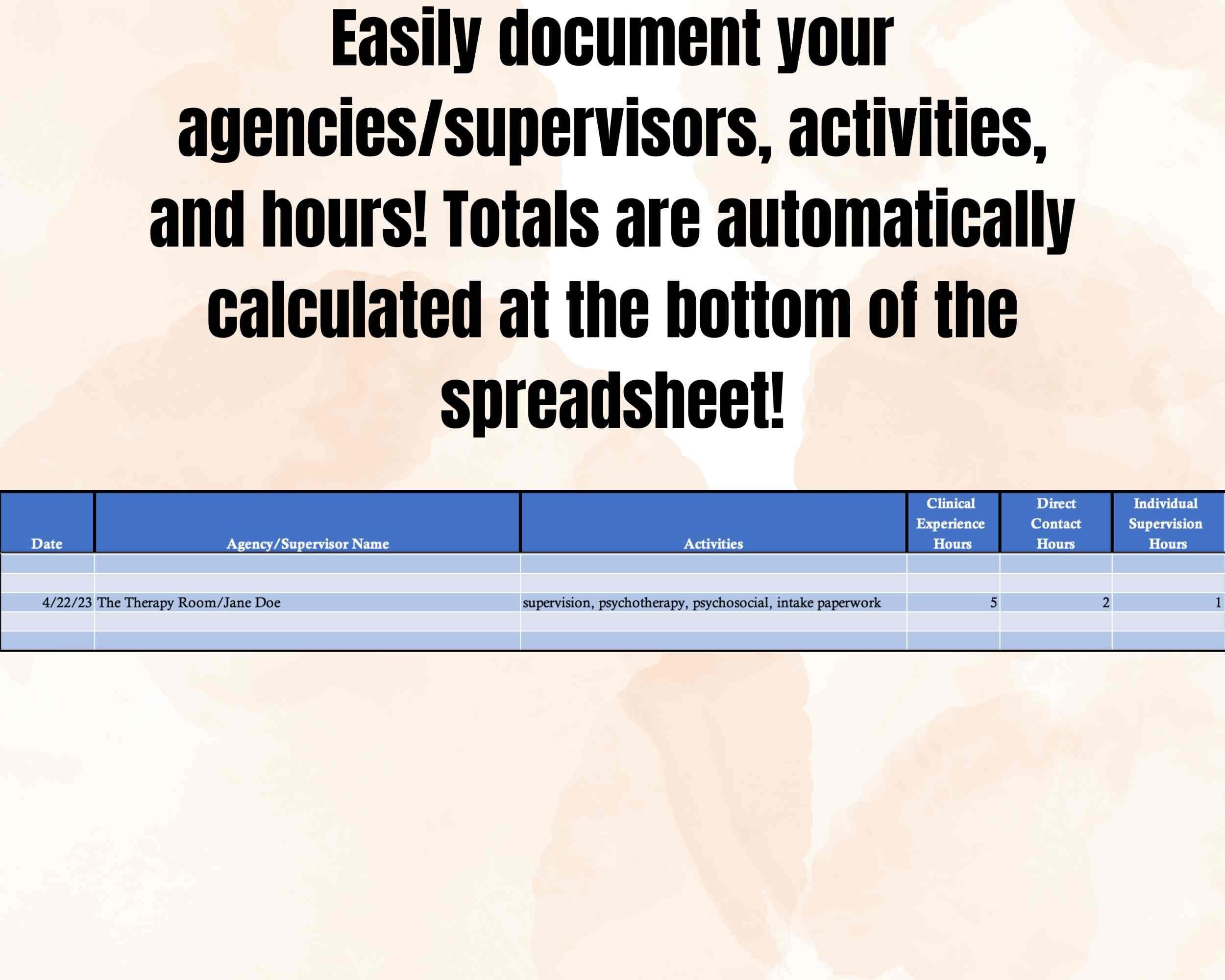Custom Clinical Hours Tracker, Supervision Log - Healthcare Worker Gift