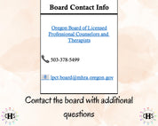 Oregon LPC, Clinical Hours Tracker, Supervision Log for Licensed Professional Counselor Registered Intern - Counseling Graduation Gift