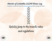District of Columbia LICSW, Clinical Hours Tracker, Supervision Log for Master Social Worker - MSW Student or MSW Graduation Gift