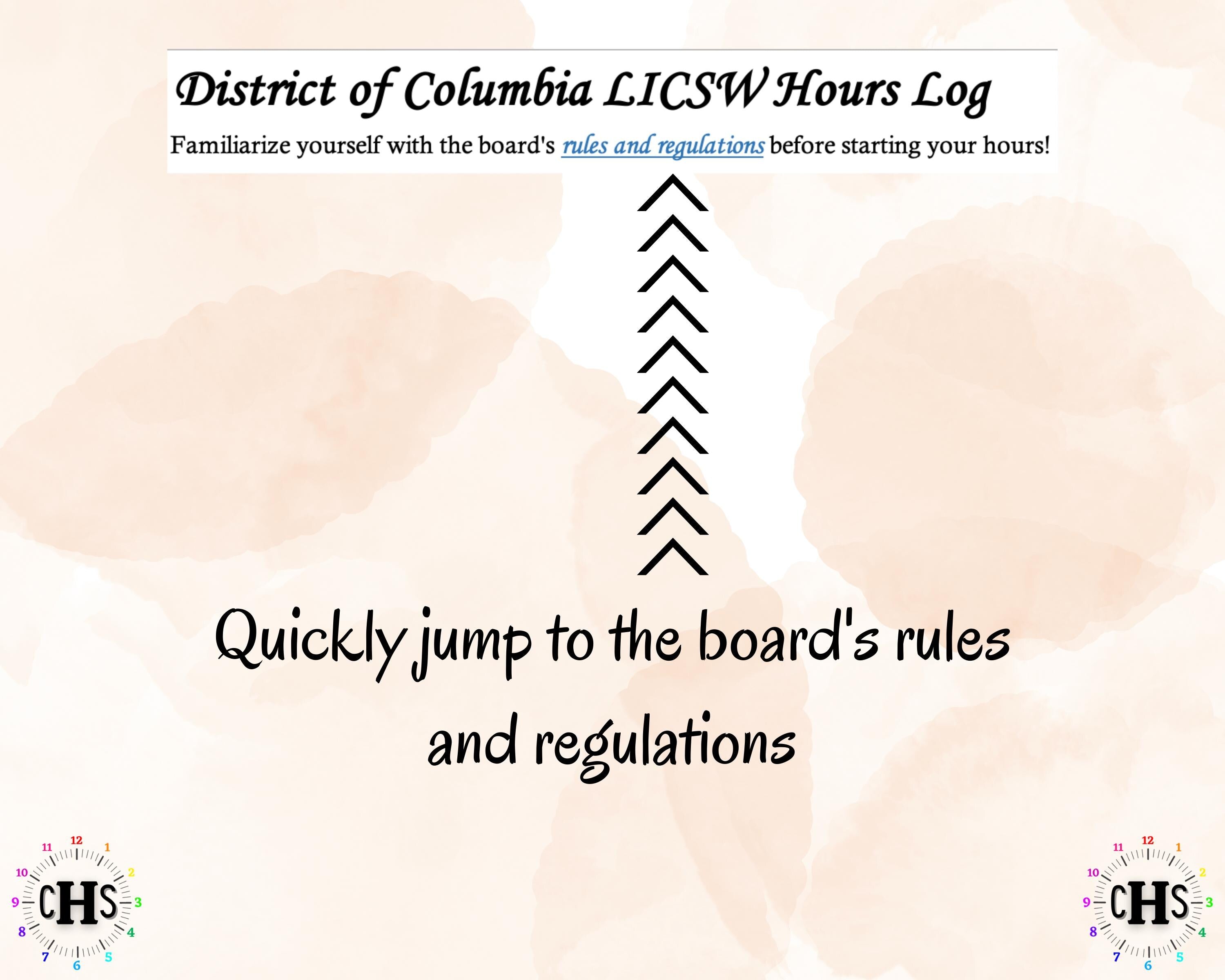 District of Columbia LICSW, Clinical Hours Tracker, Supervision Log for Master Social Worker - MSW Student or MSW Graduation Gift