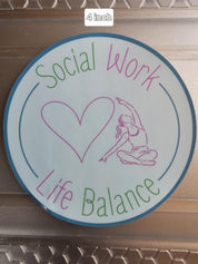 Social Work Life Balance Yoga Lover Sticker for Social Worker, Self Care Mindfulness Sticker, Mental Health Matter, MSW Graduation Gift