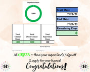 Wyoming LPC, Clinical Hours Tracker, Supervision Log for Provisional Professional Counselor - Counseling Graduation Gift