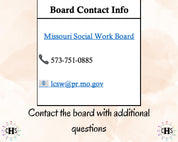 Missouri, LCSW Hours Tracker, Clinical Supervision Log for Master Social Worker - MSW Student or MSW Graduation Gift