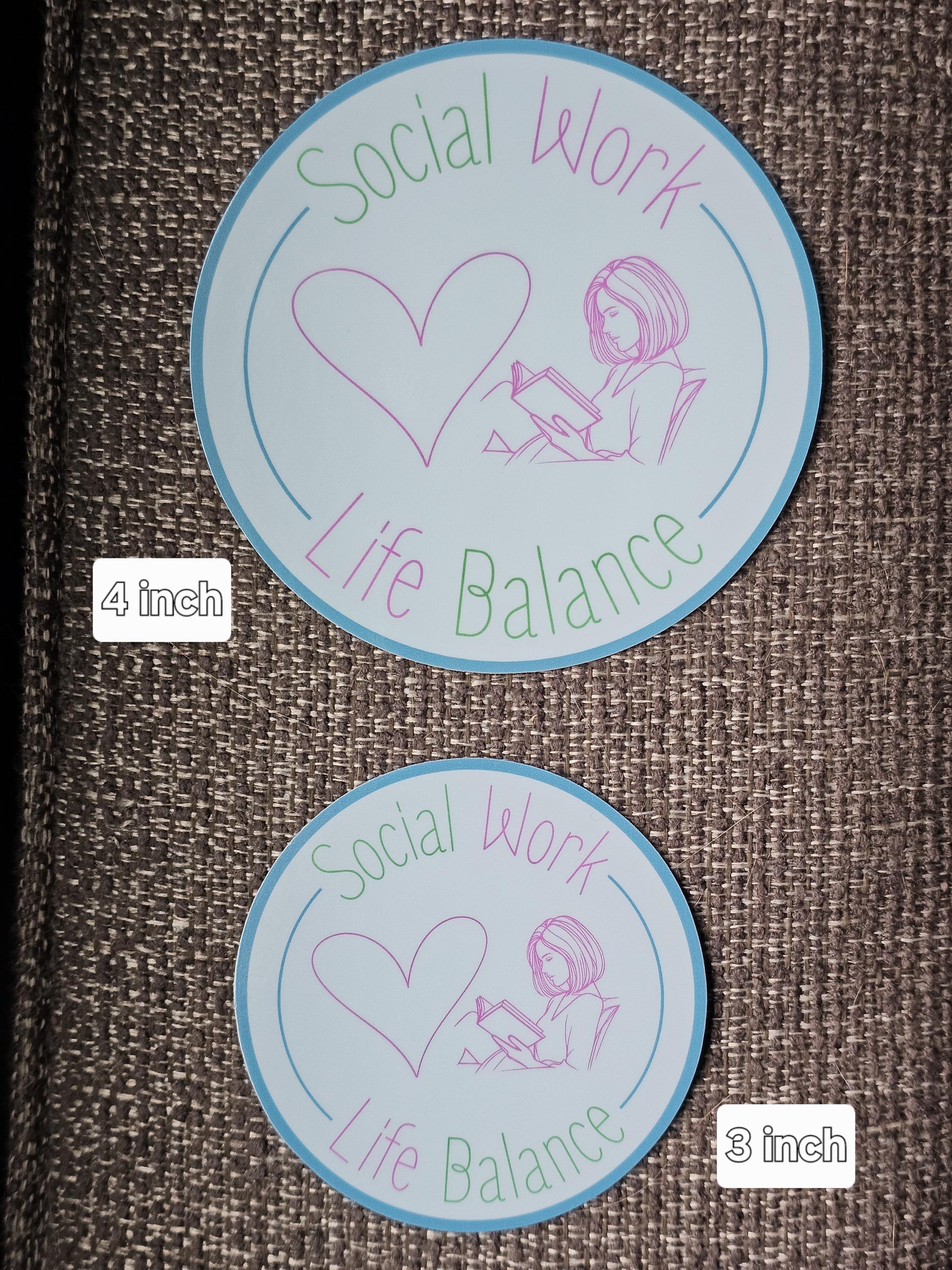 Social Work Life Balance Book Lover Sticker for Social Worker, Self Care Mindfulness Sticker, Mental Health Matters, MSW Graduation Gift