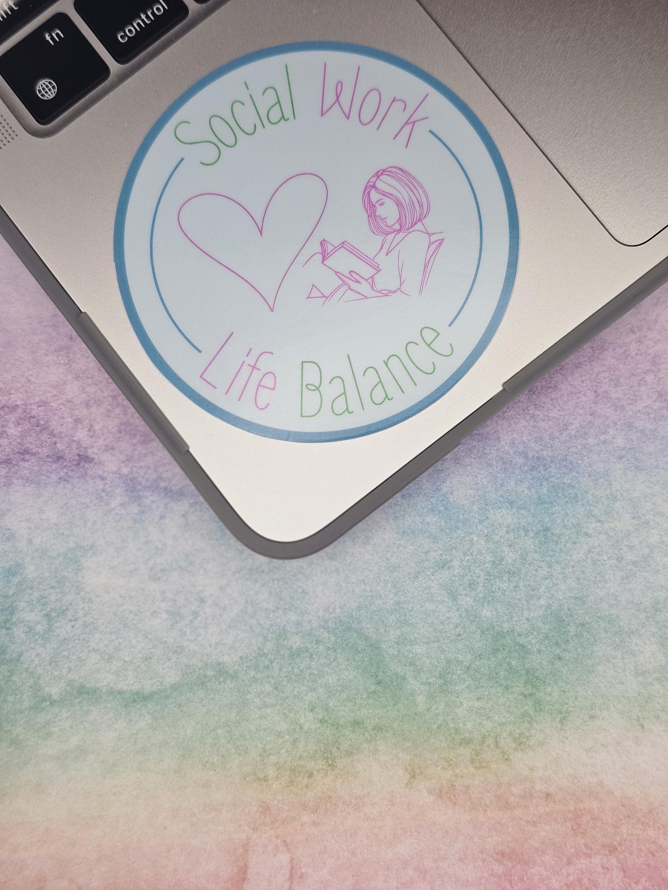 Social Work Life Balance Book Lover Sticker for Social Worker, Self Care Mindfulness Sticker, Mental Health Matters, MSW Graduation Gift