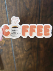 Counselor Sticker for Coffee Addict, Vinyl Sticker Design for Mental Health Office Decor, Counseling Student or Graduation Gift