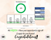 Oklahoma LPC, Clinical Hours Tracker, Supervision Log for Licensed Professional Counselor Candidate - Counseling Graduation Gift