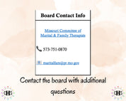 Missouri LMFT, Clinical Hours Tracker, Supervision Log for Provisional Licensed Marital and Family Therapist - Therapy Graduation Gift