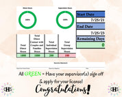 Idaho LMFT, Clinical Hours Tracker, Supervision Log for Associate Marriage and Family Therapist - Therapy Graduation Gift