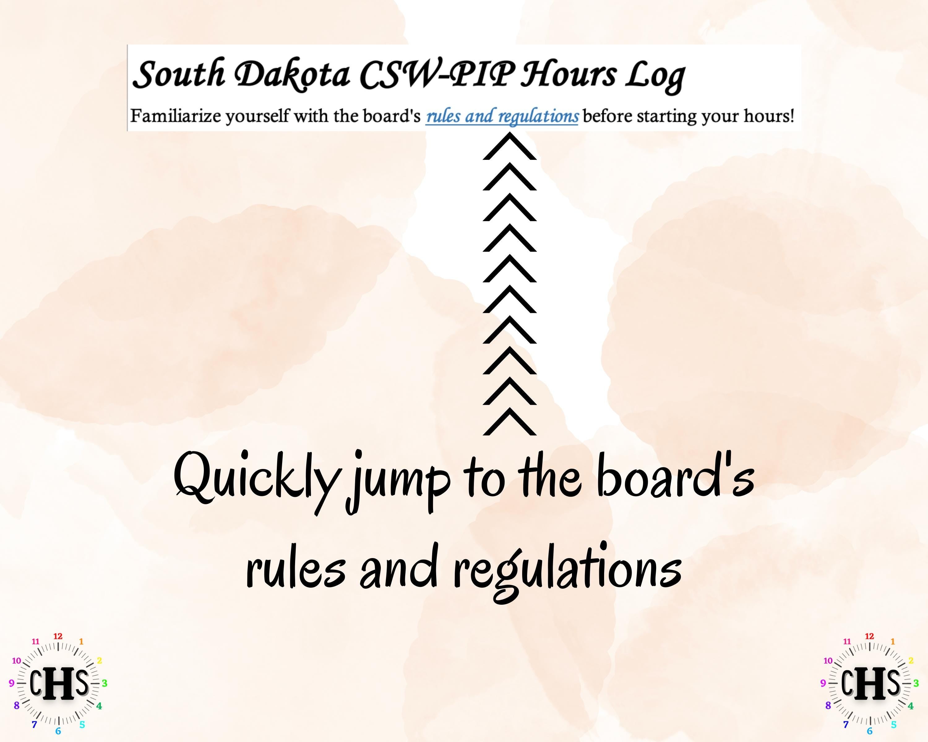 South Dakota CSW-PIP, Clinical Hours Tracker, Supervision Log for Master Social Worker - Student or MSW Graduation Gift