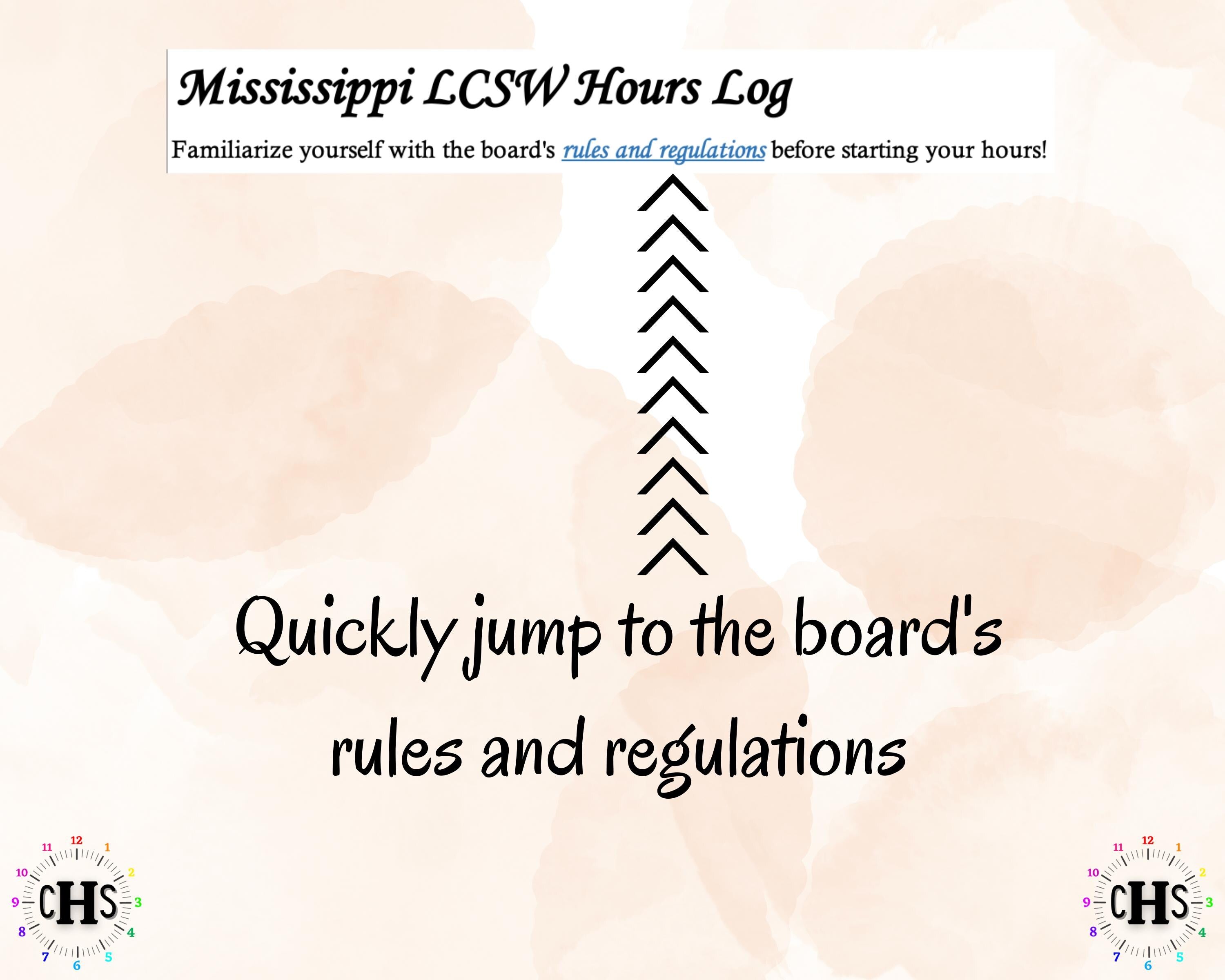 Mississippi, LCSW Hours Tracker, Clinical Supervision Log for Master Social Worker - MSW Student or MSW Graduation Gift