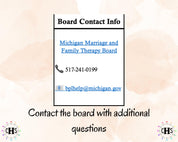 Michigan LMFT, Clinical Hours Tracker, Supervision Log for Limited Licensed Marriage and Family Therapist - Therapy Graduation Gift