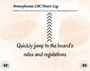 Pennsylvania LPC, Clinical Hours Tracker, Supervision Log for Provisional Licensed Professional Counselor - Counseling Graduation Gift