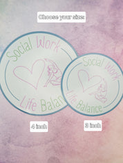 Social Work Life Balance Yoga Lover Sticker for Social Worker, Self Care Mindfulness Sticker, Mental Health Matter, MSW Graduation Gift