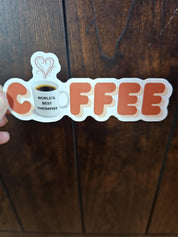 Therapist Sticker for Coffee Addict, Vinyl Sticker Design for Mental Health Office Decor, Therapy Student or Graduation Gift
