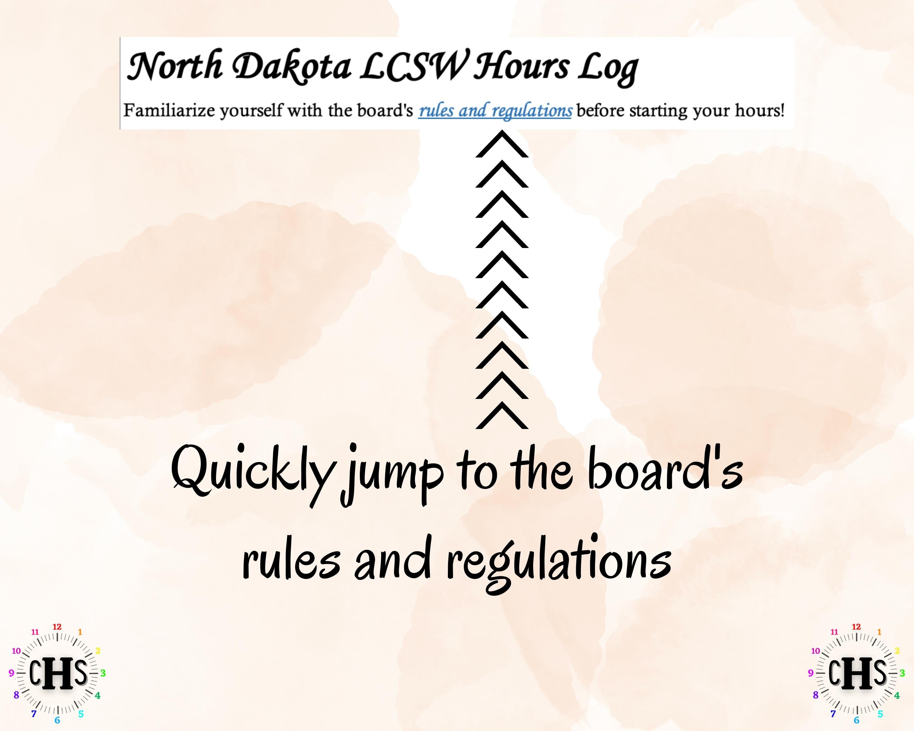 North Dakota, LCSW Hours Tracker, Clinical Supervision Log for Master Social Worker - MSW Student or MSW Graduation Gift