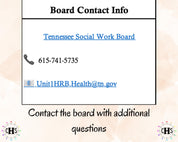Tennessee, LCSW Hours Tracker, Clinical Supervision Log for Master Social Worker - MSW Student or MSW Graduation Gift
