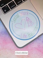 Social Work Life Balance Caffeine Addict Sticker for Social Worker, Self Care Mindfulness Sticker, Mental Health Matter, MSW Graduation Gift