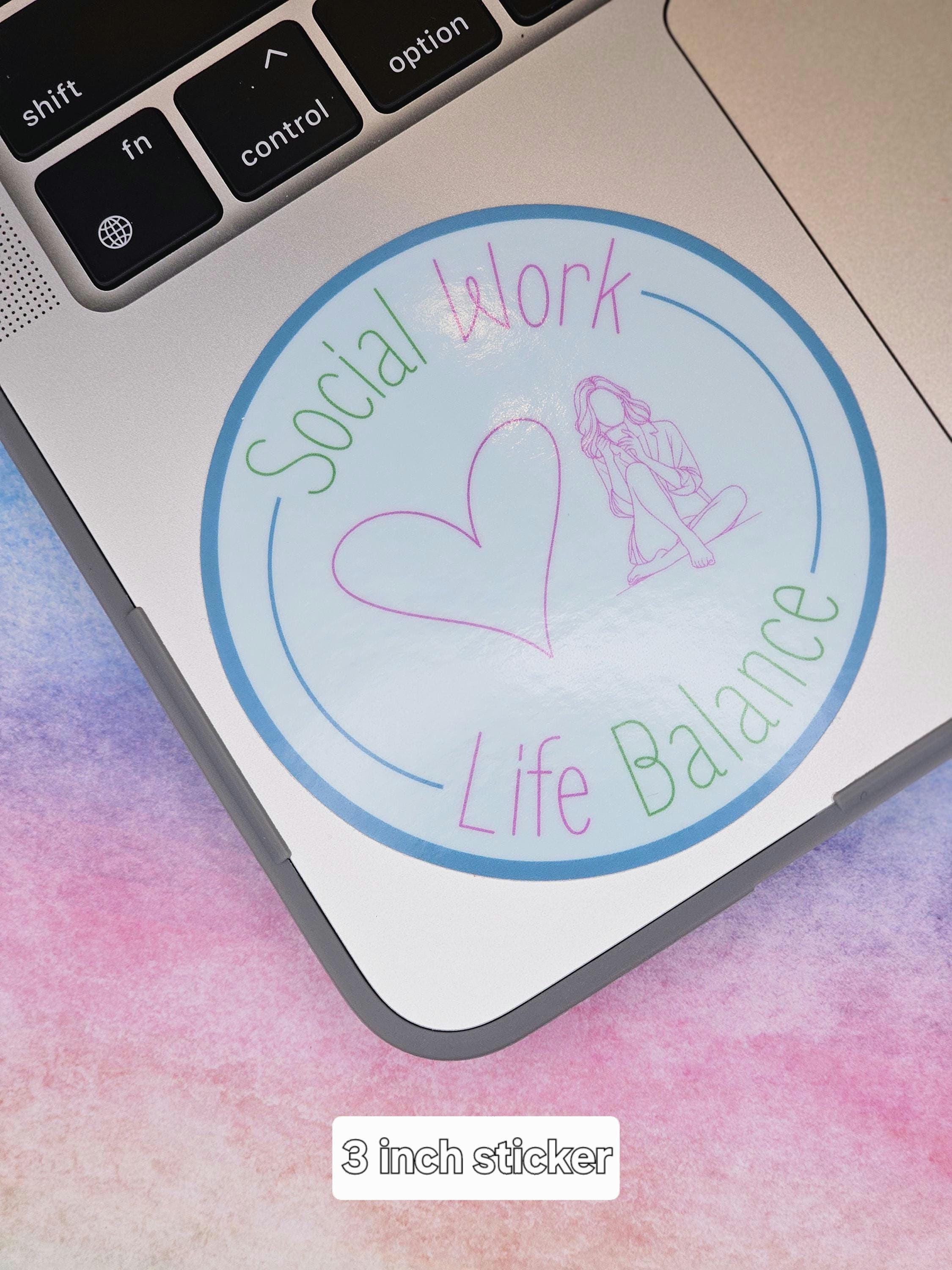 Social Work Life Balance Caffeine Addict Sticker for Social Worker, Self Care Mindfulness Sticker, Mental Health Matter, MSW Graduation Gift